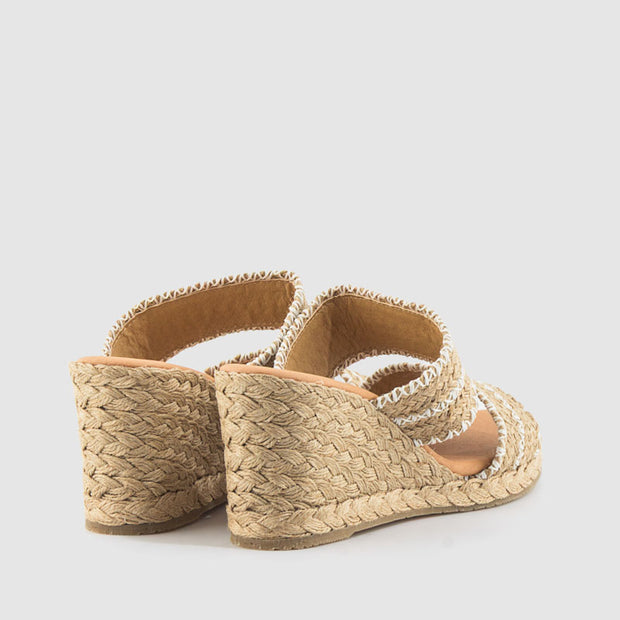 SANDALIA CUÑA RAFIA NATURAL WHITE