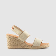 SANDALIA CUÑA ELASTICO BEIGE