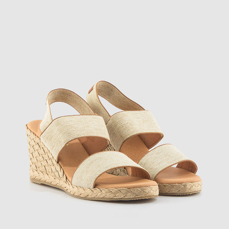 SANDALIA CUÑA  ELASTICO BEIGE